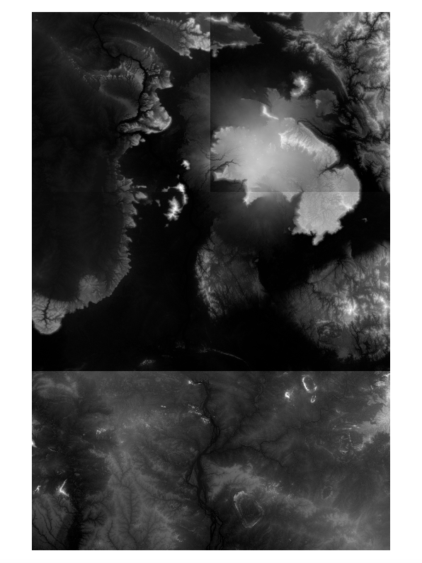  The first picture after importing .hgt files to QGIS and before merging.