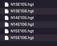 Sample files of SRTM data from NASA website.