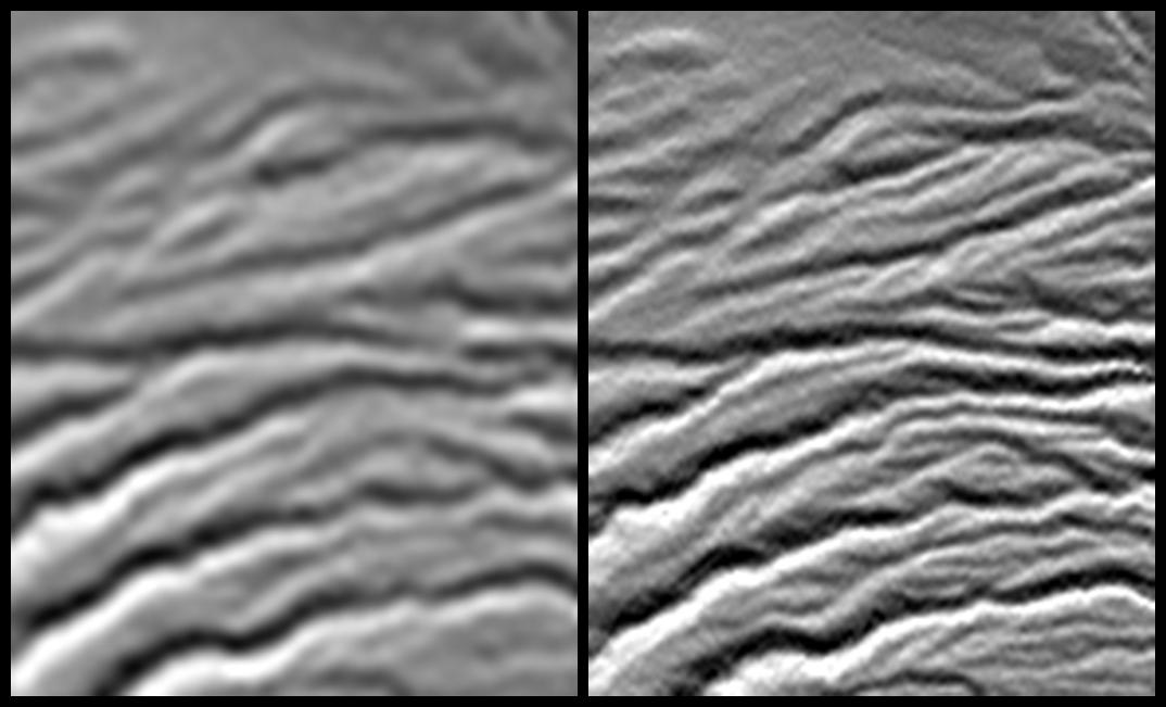 Comparing SRTM resolution between 90 meter data and 30 meter data.