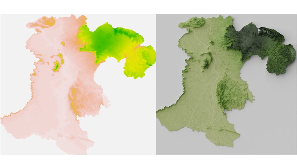 Creating a 3D topographic map with Blender